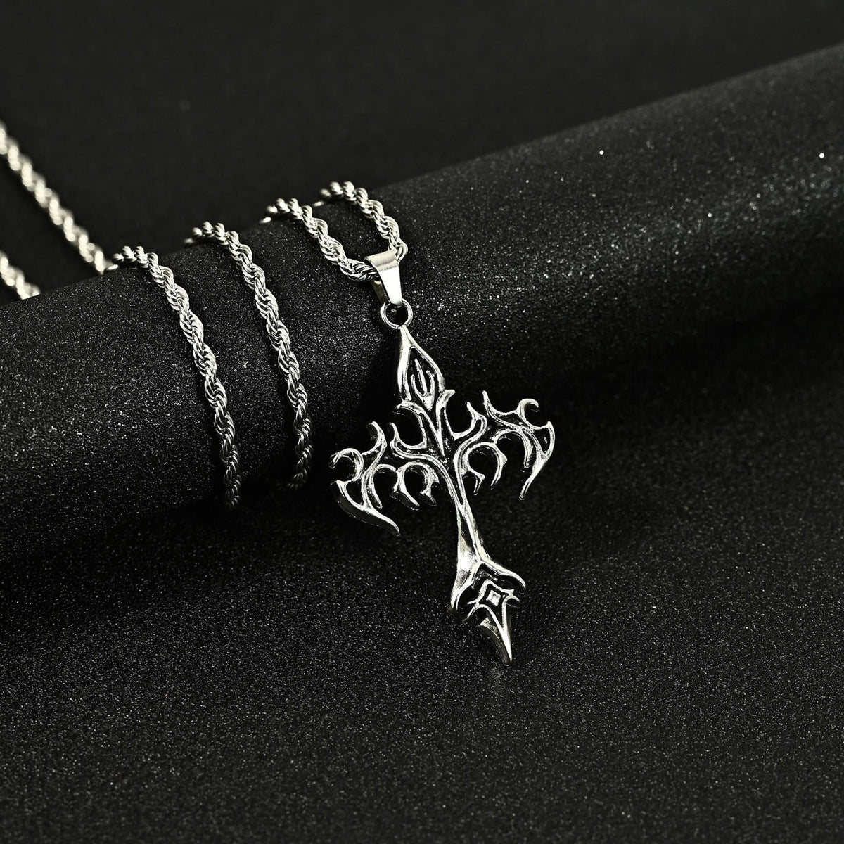 Hip Hop Necklace Jewelry Men's Popular Street Cross Personality Bouncing Alloy Pendant Sweater Chain Wholesale