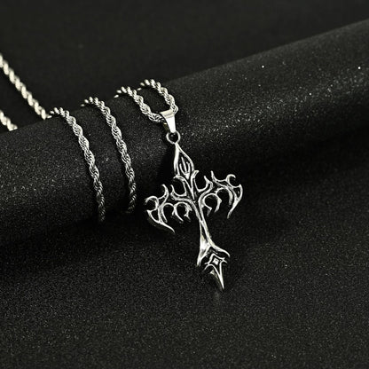 Hip Hop Necklace Jewelry Men's Popular Street Cross Personality Bouncing Alloy Pendant Sweater Chain Wholesale