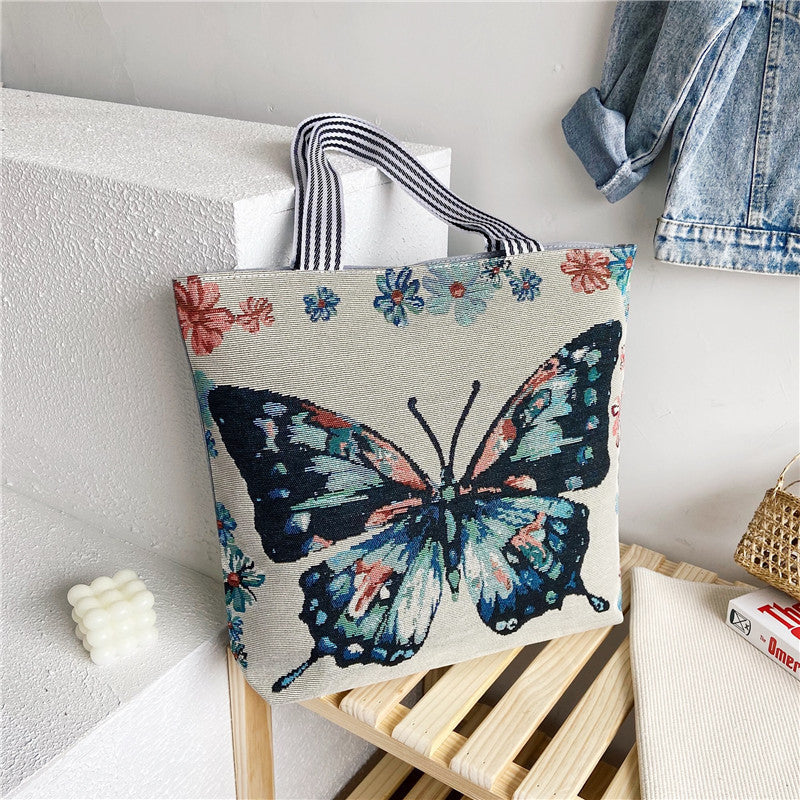 Foreign Trade Ethnic Style Retro Portable Canvas Bag Large Embroidery Shopping Fashion Shoulder Women's Bag New Matai Tote Bag