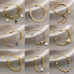 Warm Jian Does Not Fade Cross-border Hot-selling Titanium Steel Bracelet Women's Five-leaf Clover with Diamonds Ins Wind Personality 18K Vacuum Plating