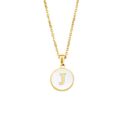 Foreign Trade Hot-selling Ins Wind Simple Alloy, English Letter Necklace Pendant Round Item Pendant 26 Letter Necklace