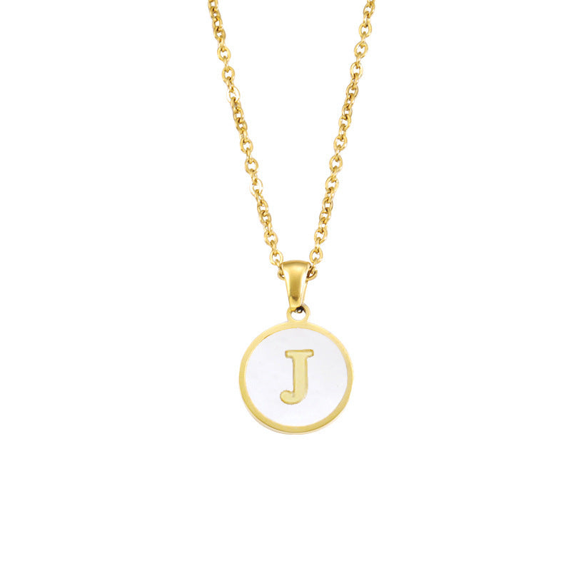 Foreign Trade Hot-selling Ins Wind Simple Alloy, English Letter Necklace Pendant Round Item Pendant 26 Letter Necklace