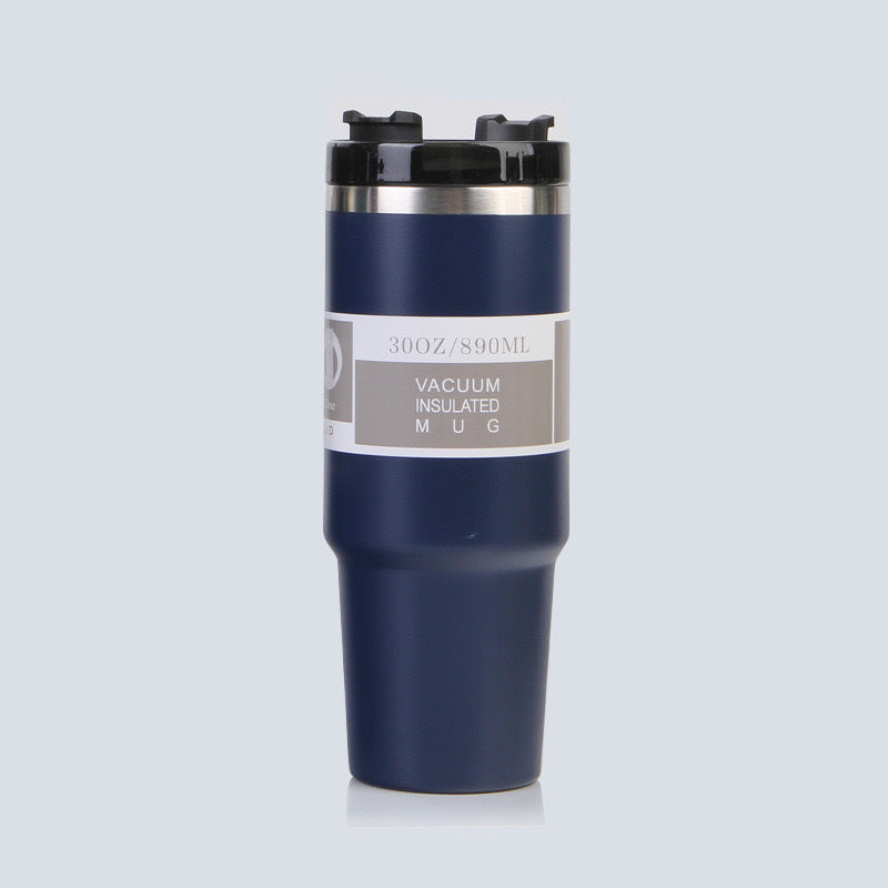 Car Cup 30oz Bingba Cup 304 Stainless Steel Thermos Cup Double Drinking Straw Cup Car Thermal Insulation Cold Cup