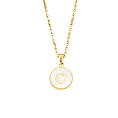 Foreign Trade Hot-selling Ins Wind Simple Alloy, English Letter Necklace Pendant Round Item Pendant 26 Letter Necklace