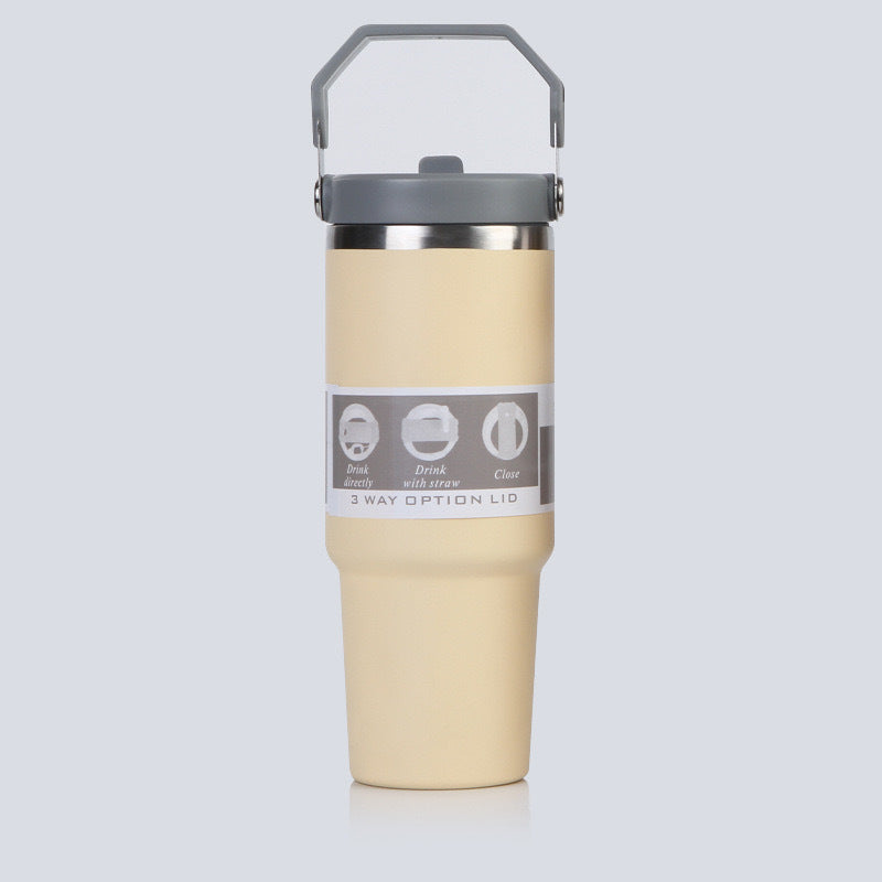 Car Cup 30oz Bingba Cup 304 Stainless Steel Thermos Cup Double Drinking Straw Cup Car Thermal Insulation Cold Cup