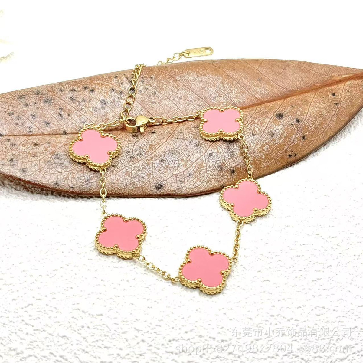 Popular 15MM Four-leaf Clover Bracelet Stainless Steel 18K Gold Five-flower Four-leaf Clover Double-sided Fritillary Fashionable Versatile Bracelet