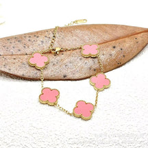 Popular 15MM Four-leaf Clover Bracelet Stainless Steel 18K Gold Five-flower Four-leaf Clover Double-sided Fritillary Fashionable Versatile Bracelet