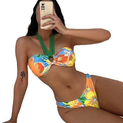 Shein Foreign Trade Split One-piece Swimsuit Women's Sexy Suit Supply European and American Hot Girls Bikini Stock Wholesale
