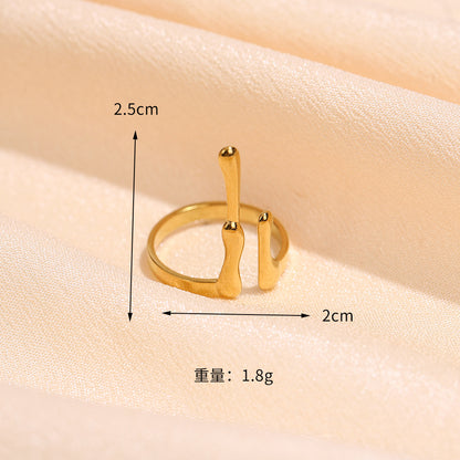 Hot Selling High-grade Stainless Steel Ring Opening Retro Geometric Line Ring Hydraulic Titanium Steel Jewelry Spot