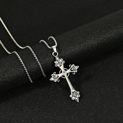 Hip Hop Necklace Jewelry Men's Popular Street Cross Personality Bouncing Alloy Pendant Sweater Chain Wholesale