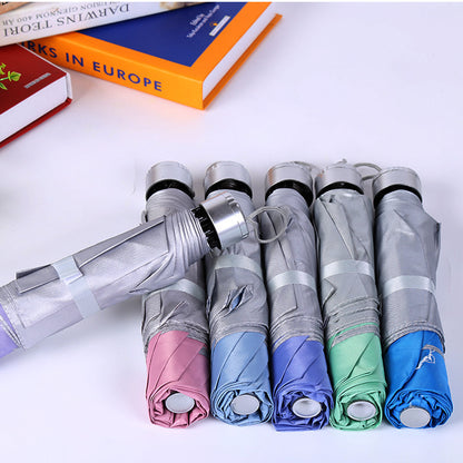 Umbrella Special Creative Three-fold Inverted Rod Silver Glue Umbrella Weather and Rain Advertising Umbrella Can Be Customized Logo Folding Umbrella Wholesale