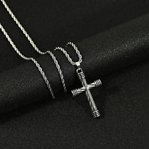 Hip Hop Necklace Jewelry Men's Popular Street Cross Personality Bouncing Alloy Pendant Sweater Chain Wholesale