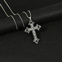 Hip Hop Necklace Jewelry Men's Popular Street Cross Personality Bouncing Alloy Pendant Sweater Chain Wholesale