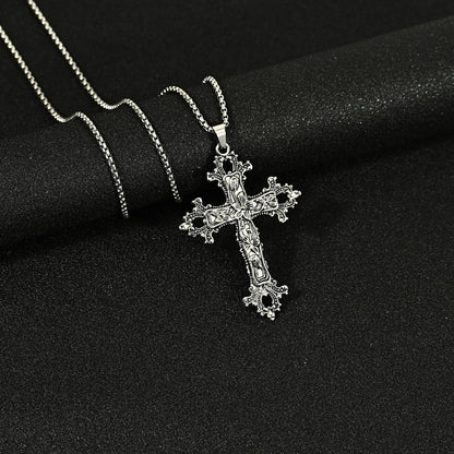 Hip Hop Necklace Jewelry Men's Popular Street Cross Personality Bouncing Alloy Pendant Sweater Chain Wholesale