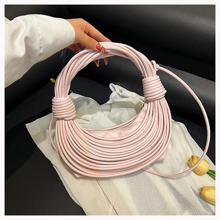 2025 Women's Bag New Cross-border Korean Fashion Knotted Bag Texture Woven Multi-color Popular Messenger Handbag