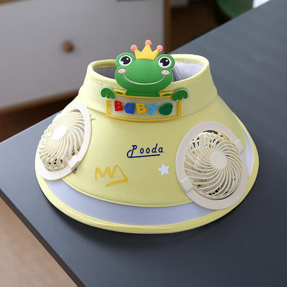 Hot selling Animal Children's Sunscreen Cap Solar Rechargeable Cap New UV Protection Empty Top Sun Hat with Fan