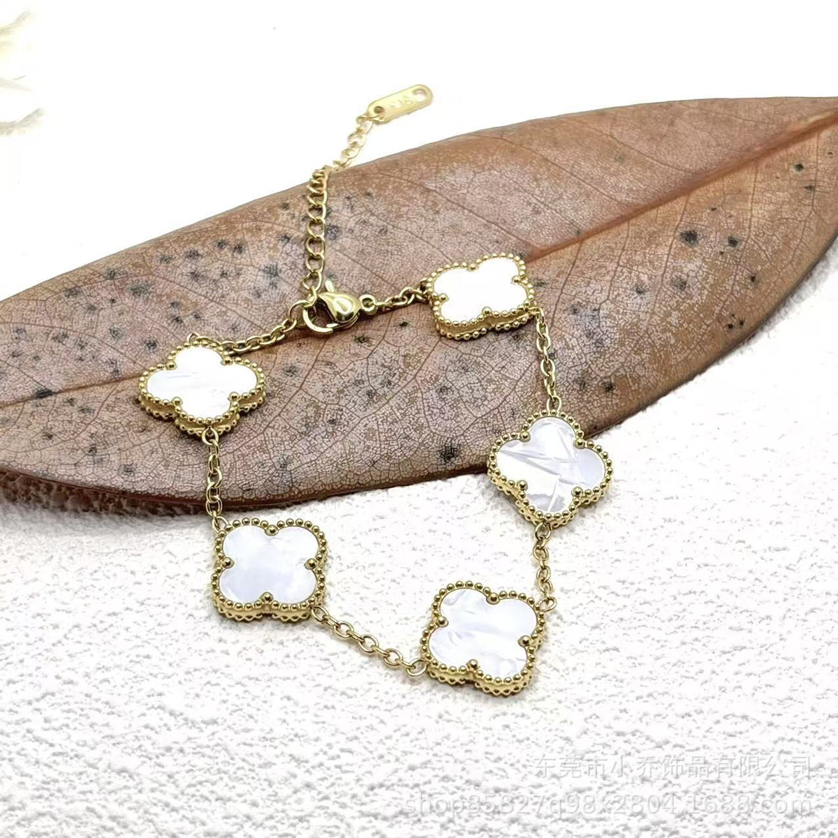 Popular 15MM Four-leaf Clover Bracelet Stainless Steel 18K Gold Five-flower Four-leaf Clover Double-sided Fritillary Fashionable Versatile Bracelet