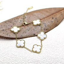 Popular 15MM Four-leaf Clover Bracelet Stainless Steel 18K Gold Five-flower Four-leaf Clover Double-sided Fritillary Fashionable Versatile Bracelet