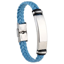 European and American Stainless Steel Simple Bracelet, Light Plate Lettering Leather Woven Bracelet, Men's Bracelet Factory Direct Sales