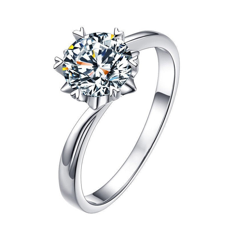 Korean Version of The Explosion, Six-claw 1-carat Simulated Diamond Ring, Open Ring, Female Wedding Proposal, Couple's Ring, Wedding Ring Wholesale
