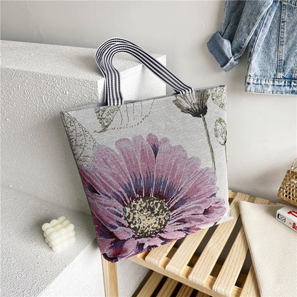 Foreign Trade Ethnic Style Retro Portable Canvas Bag Large Embroidery Shopping Fashion Shoulder Women's Bag New Matai Tote Bag