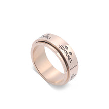 Hip-hop Fashion Cat Rotatable Titanium Steel Ring Temperament Popular Couple Ring Cross-border Amazon Decompression Jewelry
