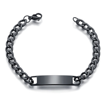 Popular Stainless Steel Men's NK Bracelet, Simple Glossy Curved Brand Lettering Engraved Eye Photo Bracelet Jewelry