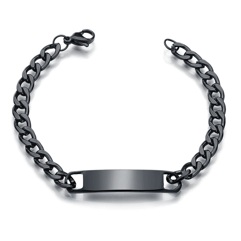 Popular Stainless Steel Men's NK Bracelet, Simple Glossy Curved Brand Lettering Engraved Eye Photo Bracelet Jewelry