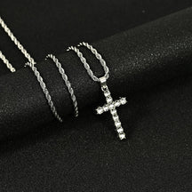 Hip Hop Necklace Jewelry Men's Popular Street Cross Personality Bouncing Alloy Pendant Sweater Chain Wholesale