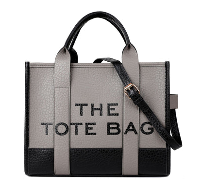 Foreign Trade Cross-border Double-color PU Letter Tote Bag, Fashionable and Versatile Women's Shoulder Messenger Bag Going Out Handbag