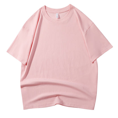 210G Pure Cotton T-shirt Round Neck Solid Color Men's and Women's Same Bottoming Shirt Half-sleeved Spot Short-sleeved T-shirt Casual Summer
