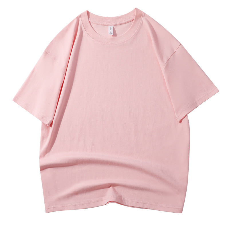 210G Pure Cotton T-shirt Round Neck Solid Color Men's and Women's Same Bottoming Shirt Half-sleeved Spot Short-sleeved T-shirt Casual Summer