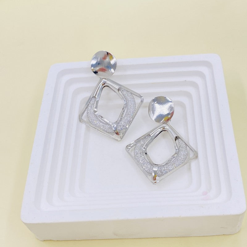 XP17 Exquisite Super Flash Mesh Yarn Zircon Earrings Women's Ins Trendy Light Luxury Niche High-end Design Pendant Stud Earrings