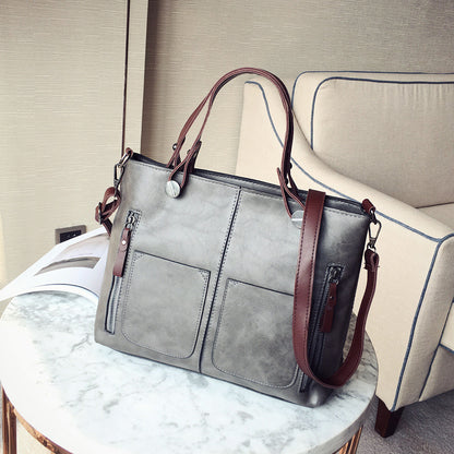 European and American Foreign Trade New Women's Bags Large Bags Simple and Fashionable Women's Handbags Retro Shoulder Messenger Bags