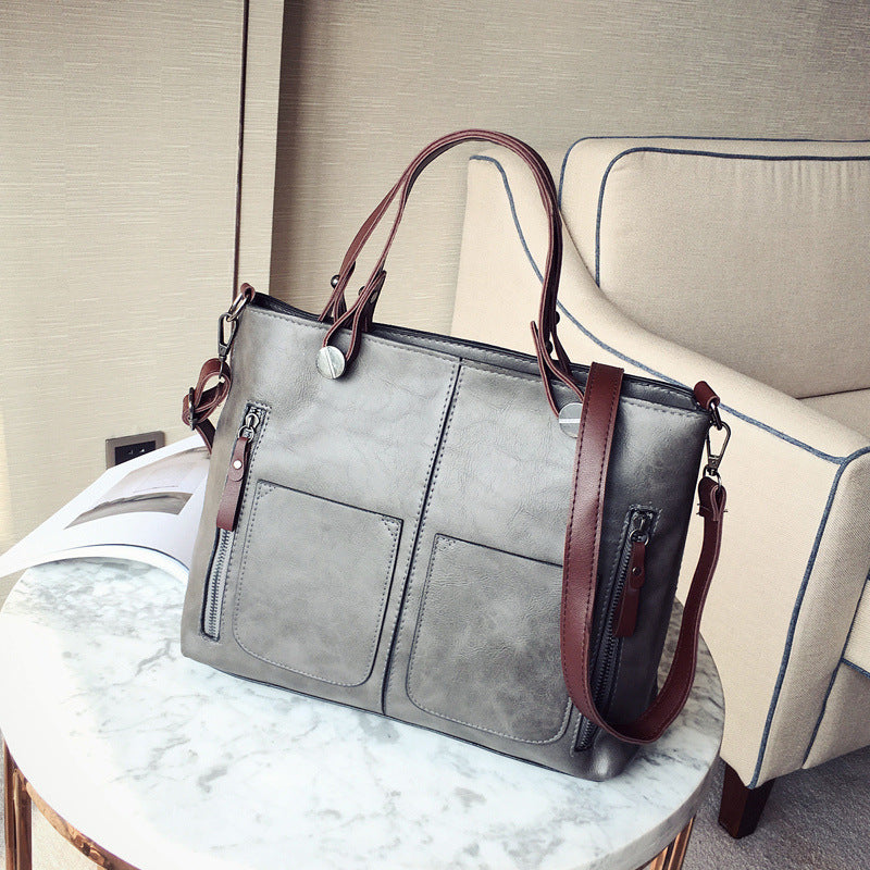 European and American Foreign Trade New Women's Bags Large Bags Simple and Fashionable Women's Handbags Retro Shoulder Messenger Bags