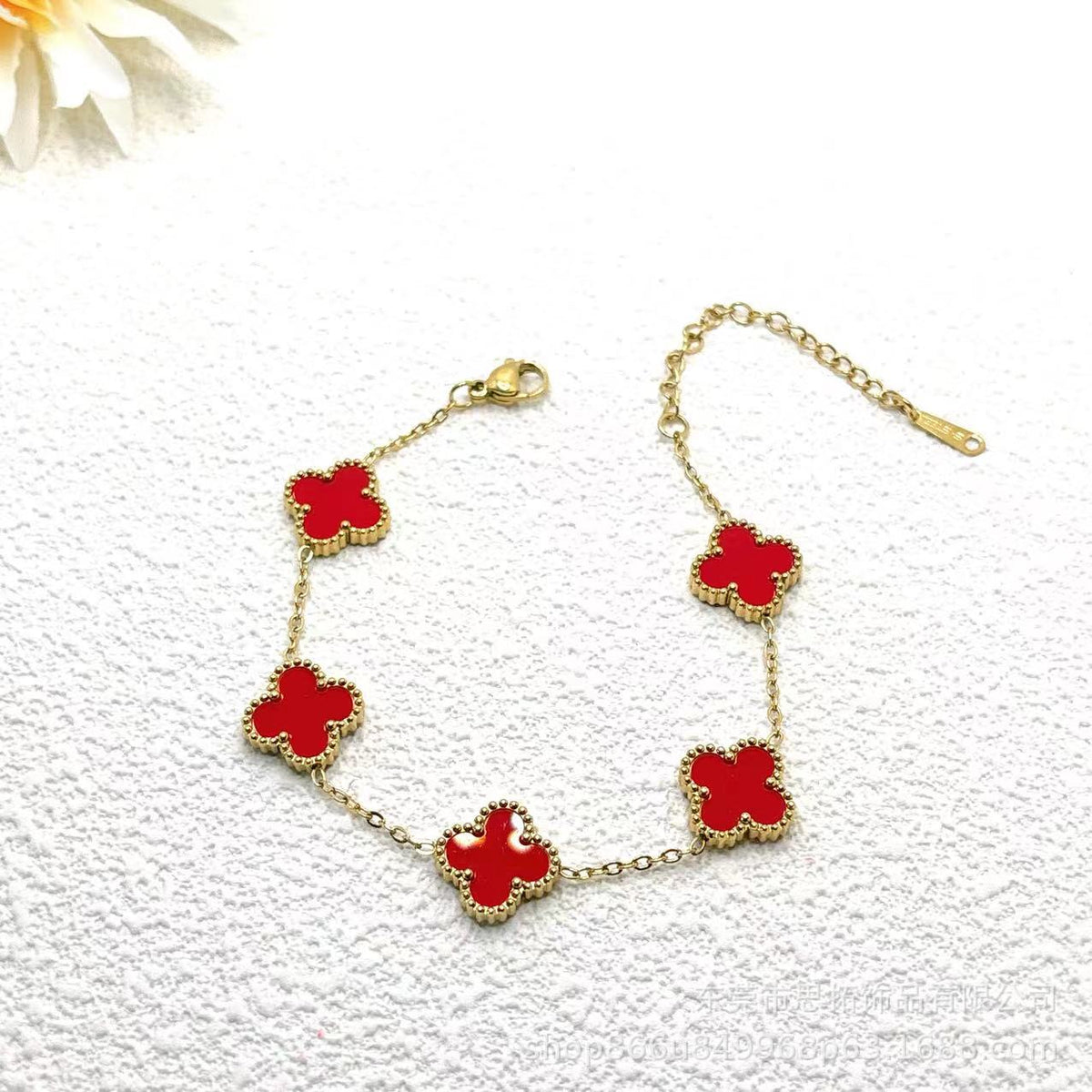 Explosive Lucky Four-leaf Clover Bracelet Titanium Steel Double-sided Fritillary 18K Stainless Steel Korean Version Versatile Factory Direct Sales