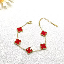 Explosive Lucky Four-leaf Clover Bracelet Titanium Steel Double-sided Fritillary 18K Stainless Steel Korean Version Versatile Factory Direct Sales