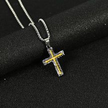 Hip Hop Necklace Jewelry Men's Popular Street Cross Personality Bouncing Alloy Pendant Sweater Chain Wholesale