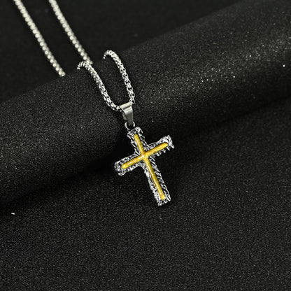 Hip Hop Necklace Jewelry Men's Popular Street Cross Personality Bouncing Alloy Pendant Sweater Chain Wholesale
