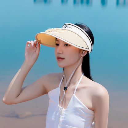 Summer Hat Empty Top Sunshade Fan Hat Travel Outdoor Sun Hat Women's Charging Big Edge Sunshade Hat Wholesale Hat