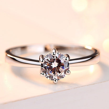 Korean Version of The Explosion, Six-claw 1-carat Simulated Diamond Ring, Open Ring, Female Wedding Proposal, Couple's Ring, Wedding Ring Wholesale