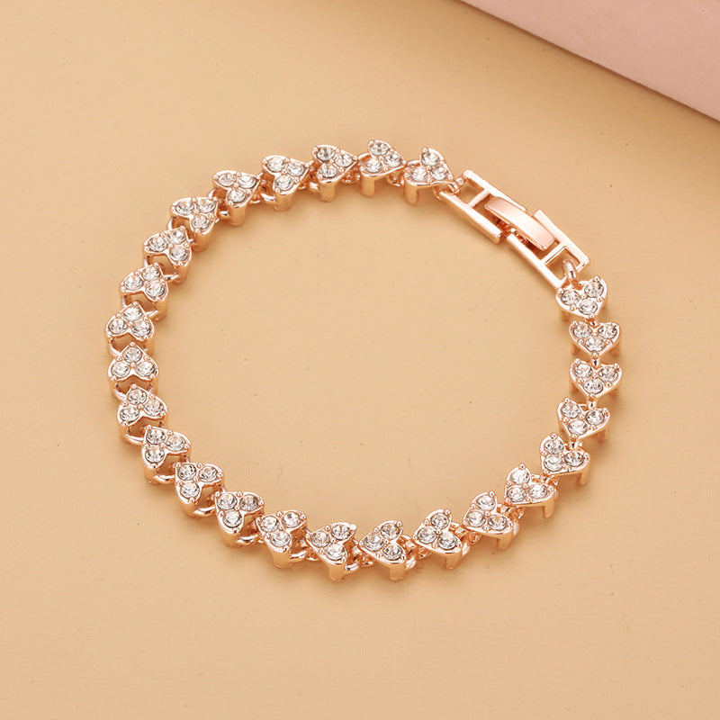 Popular Wish Foreign Trade Europe, America and Rome Bracelet Women's Zircon Crystal New Bracelet Ring Diamond Fashion Jewelry Full of Diamonds