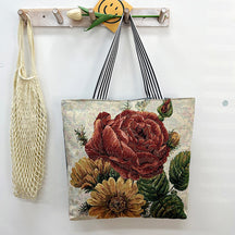 New Gold Silk Single-sided Cloth Bag Foreign Trade Fashion Shoulder Women's Bag Cute Shopping Bag Cross-border Supply Literary Canvas Bag
