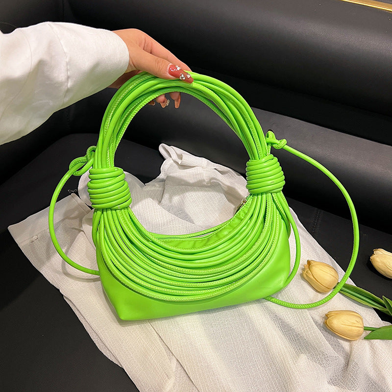 2025 Women's Bag New Cross-border Korean Fashion Knotted Bag Texture Woven Multi-color Popular Messenger Handbag