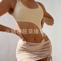 Foreign Trade New European and American One-piece Swimsuit, Sexy Cross-border Solid Color Bikini Women's Bikini, Spot Wholesale