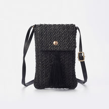 Summer New Korean Ins European and American Fashion Mini Mobile Phone Oblique Span Bag Solid Color Straw Woven Foreign Trade Women's Bag