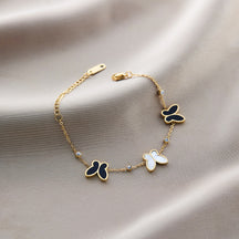 Warm Jian Does Not Fade Cross-border Hot-selling Titanium Steel Bracelet Women's Five-leaf Clover with Diamonds Ins Wind Personality 18K Vacuum Plating