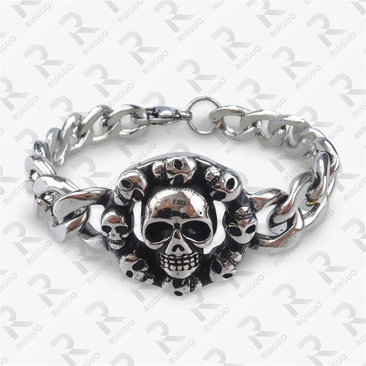 Amazon Vintage Celtic Knot Skull Stainless Steel Cuban Bracelet Cross Punk Men's Jewelry, Popular