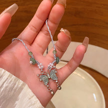 Korean New Pearl Butterfly Necklace Women's High-end Light Luxury Niche Versatile Sweater Chain Autumn and Winter Popular Accessories