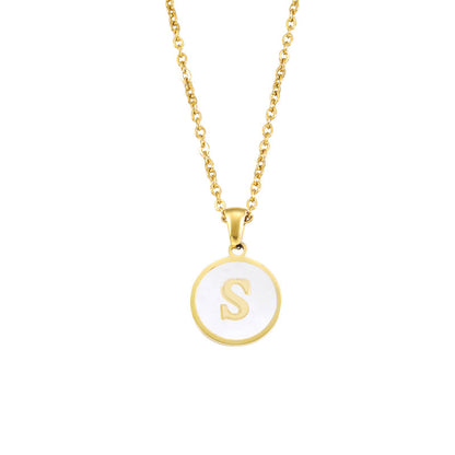 Foreign Trade Hot-selling Ins Wind Simple Alloy, English Letter Necklace Pendant Round Item Pendant 26 Letter Necklace